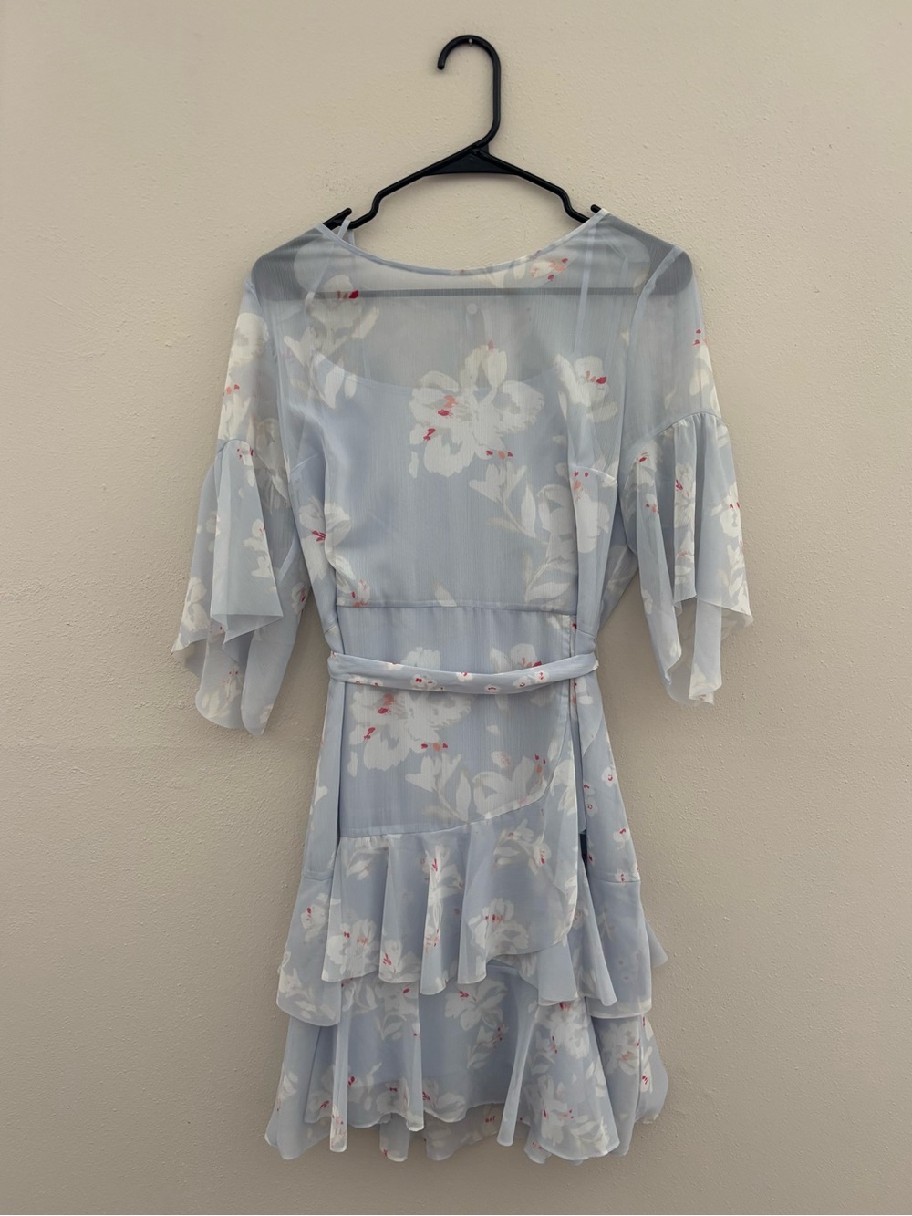 French Connection Light Blue Floral Ruffle Mini Dress